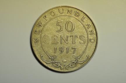 World Coins - Canada New Foundland; Silver 50 Cents 1917-C