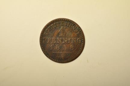 World Coins - Germany Prussia; Pfennig 1858-A