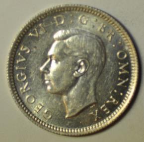 World Coins - Great Britain; Silver 6 Pence 1943  BU