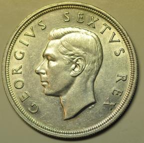 World Coins - South Africa Silver Crown -  5 Shillings 1948
