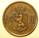 World Coins - Norway Bronze 2 Ore 1877   XF+