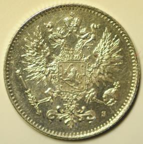 World Coins - Finland under Russian Occupation Silver 50 Pennia 1914-S