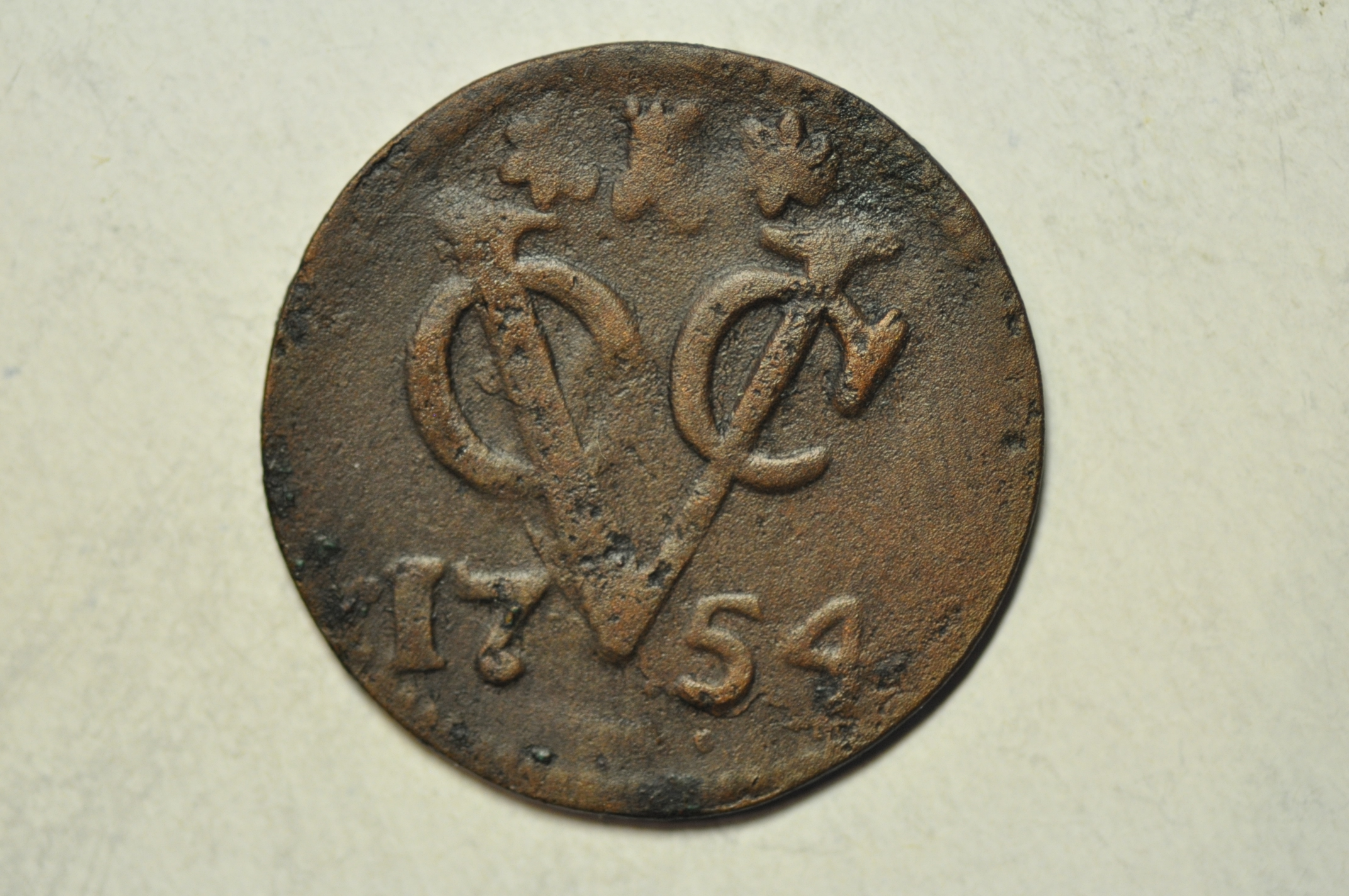 Netherlands East Indies VOC - Zeeland Arms; Copper Duit 1754 ...