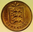 World Coins - Guernsey Copper Double 1889-H  RB UNC
