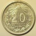World Coins - Mexico Silver 20 Centavos 1907 Curved "7"