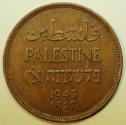 World Coins - Palestine Bronze Mil 1943   XF