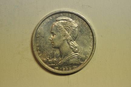 World Coins - French West Africa; 2 Francs 1955