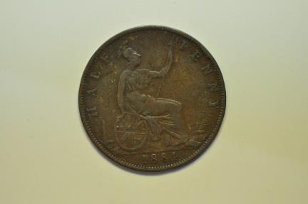 World Coins - Great Britain; 1/2 Penny 1884