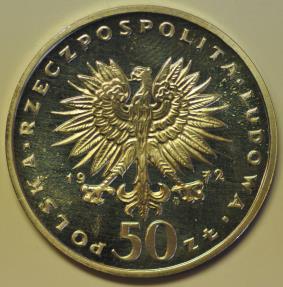 World Coins - Poland Silver 50 Zlotych 1972 MW  Fryderyk Chopin  PROOF