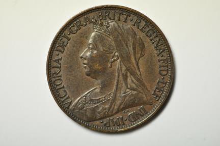 World Coins - Great Britain; Farthing 1901  AU