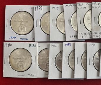 World Coins - Mexico; 1 (ONE) Coin - Silver Onza - 1 oz Silver Coin - Balance Scales / Balancias - Random Date 1979 or 1980  UNC