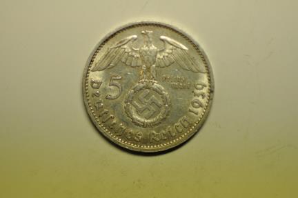 Germany Third Reich; Silver 5 Reichsmark 1939-J Scarce ! | European Coins