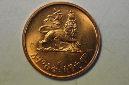 World Coins - Ethiopia; Copper 5 Cents EE1936 (1943-44)  Red UNC