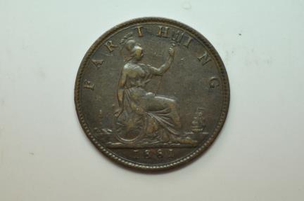 World Coins - Great Britain; Farthing 1881  XF