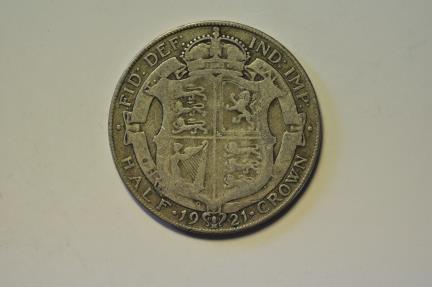 World Coins - Great Britain; Silver 1/2 Crown 1921