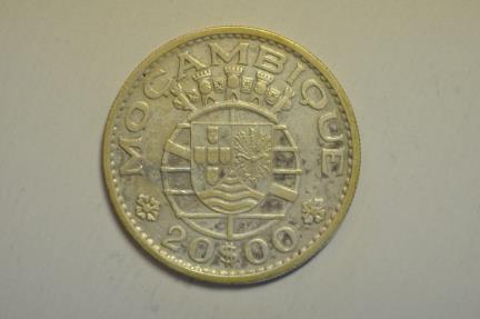 World Coins - Mozambique; Silver 20 Escudos 1960