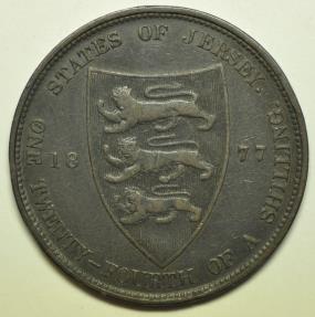 World Coins - Jersey  Bronze 1/24 Shilling 1877-H   VF