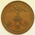 World Coins - Finland under Russia Copper 10 Pennia 1865   VF