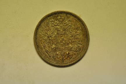 World Coins - Finland under Russian Occupation; Silver 50 Pennia 1891-L