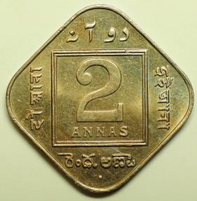 World Coins - British India  2 Annas 1936 (b)  UNC