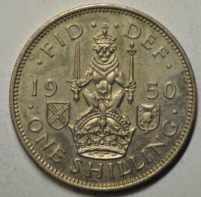 World Coins - Great Britain; Shilling 1950 Scottish Crest   Mintage: 18,000   PROOF
