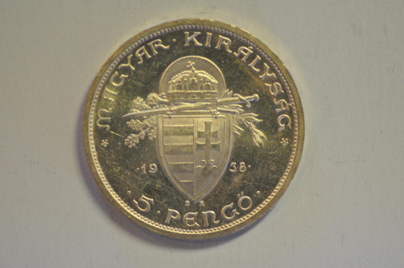 Hungary; Silver Crown - 5 Pengo 1938 Death of St. Stephen - 900th