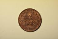 World Coins - Germany Prussia; 2 Pfennig 1869-B  AU/UNC