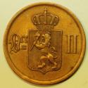 World Coins - Norway Bronze 2 Ore 1893   XF/AU