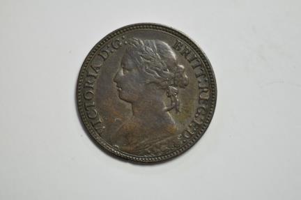 World Coins - Great Britain; Farthing 1874-H  VF/XF