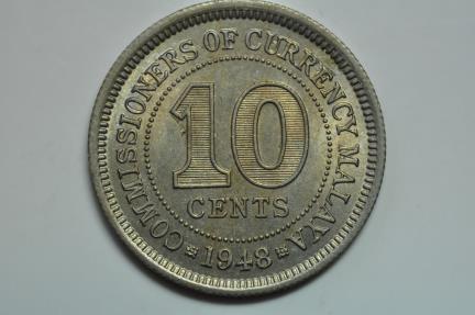 World Coins - Malaya; 10 Cents 1948  UNC