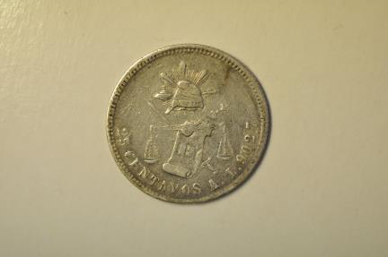 Mexico; Silver 25 Centavos 1886 A. L. Low Mintage: 46,000 | North ...