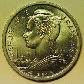 World Coins - Comoros - French Colonial 2 Francs 1964  UNC