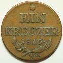 World Coins - Austria Austro-Hungarian Empire Ein Kreuzer 1816-A