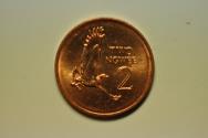 World Coins - Zambia; Bronze 2 Ngwee 1983  Martial Eagle  Red UNC