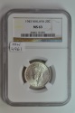 World Coins - Malaya; Silver 20 Cents 1943  NGC MS63
