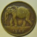 World Coins - Belgian Congo Franc 1944 African Elephant