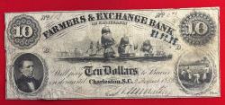 World Coins - Farmers & Exchange Bank of Charleston South Carolina 10 Dollars 1853