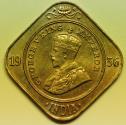 World Coins - British India  2 Annas 1936 (b)  UNC