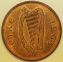 World Coins - Ireland Bronze Penny 1965 UNC