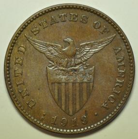 World Coins - Philippines  Bronze Centavo 1919-S  XF+