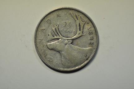World Coins - Canada; Silver 25 Cents 1943