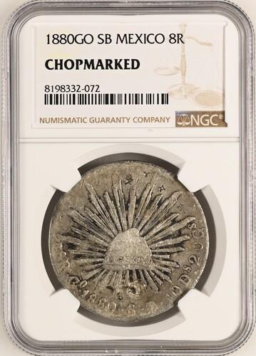 Mexico Silver 8 Reales 1880 Go SB NGC Chopmarked | North