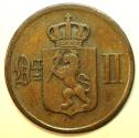 World Coins - Norway Bronze 2 Ore 1877