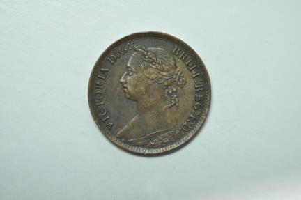 World Coins - Great Britain;  Farthing 1885  XF