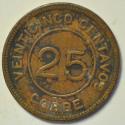 World Coins - Guatemala Provisional Coinage Copper 25 Centavos 1915