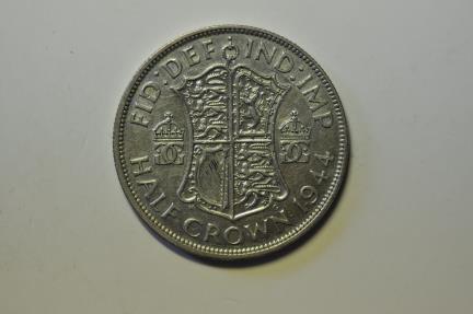 World Coins - Great Britain; Silver 1/2 Crown 1944