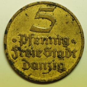 World Coins - Danzig Free City 5 Pfennig 1932