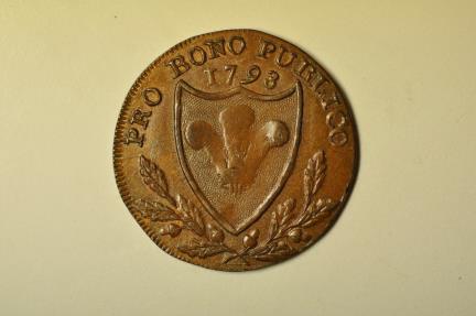 World Coins - South Wales Farthing Token 1793 medal alignment