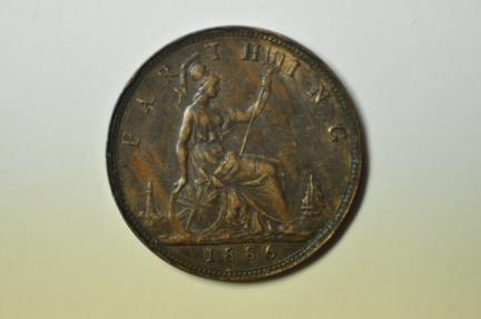 World Coins - Great Britain; Farthing 1886   XF