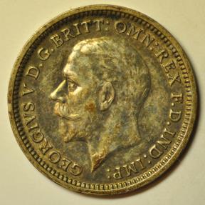 World Coins - Great Britain; Silver 3 Pence 1936  Toned UNC